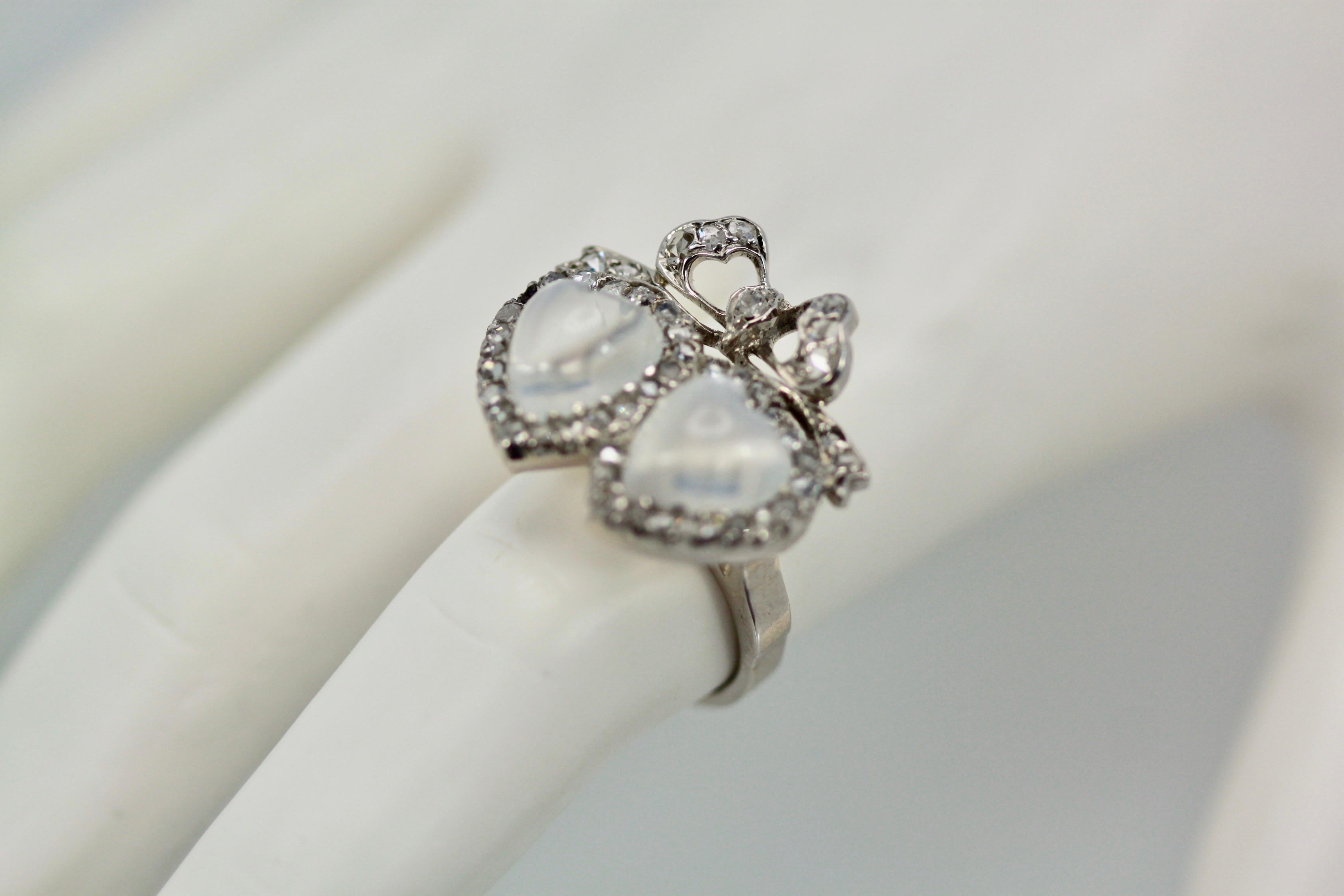 vintage double heart sweetheart ring
