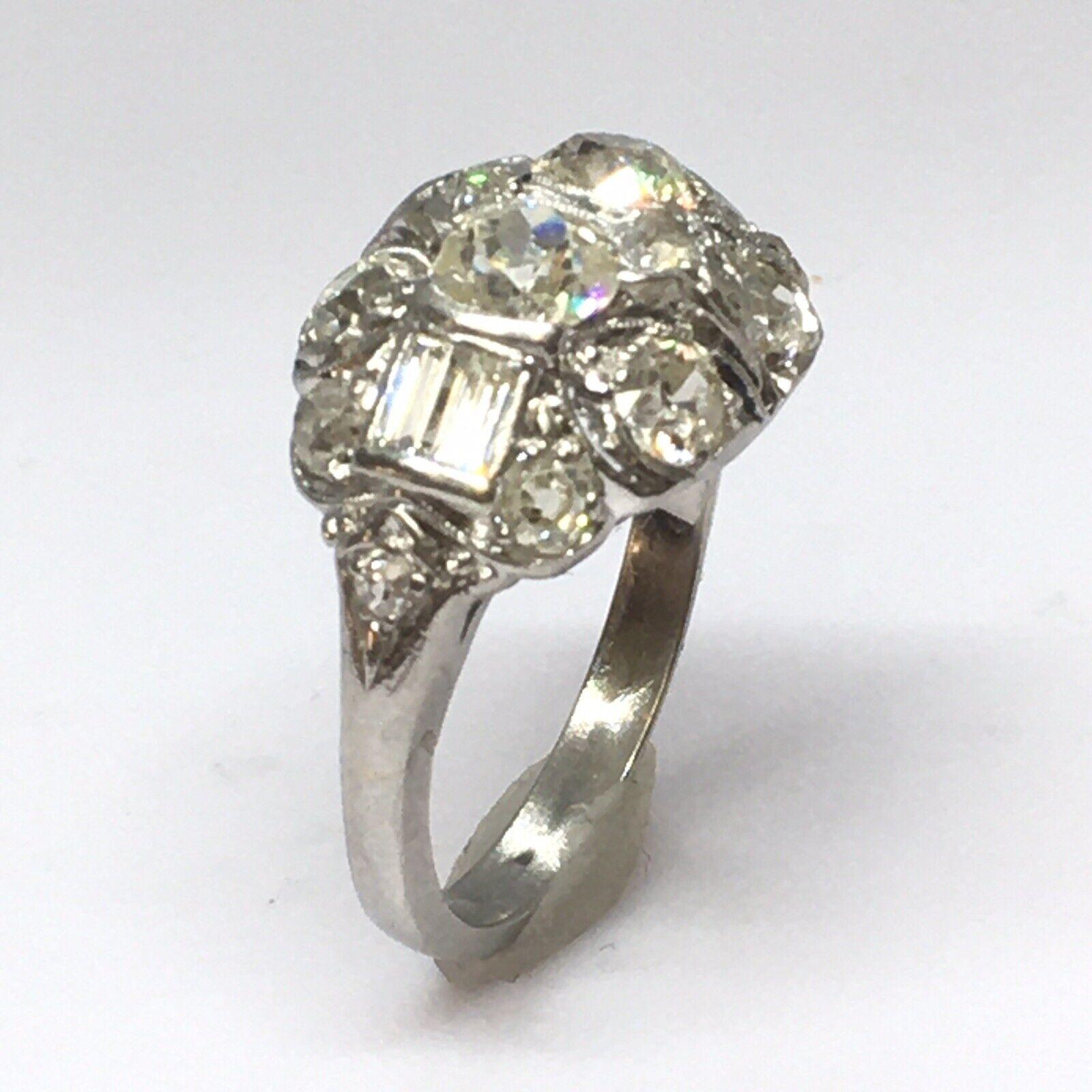 Art Nouveau Victorian Edwardian Platinum 1.5 Carat Diamond Antique Ring American Bombay 4.5 For Sale