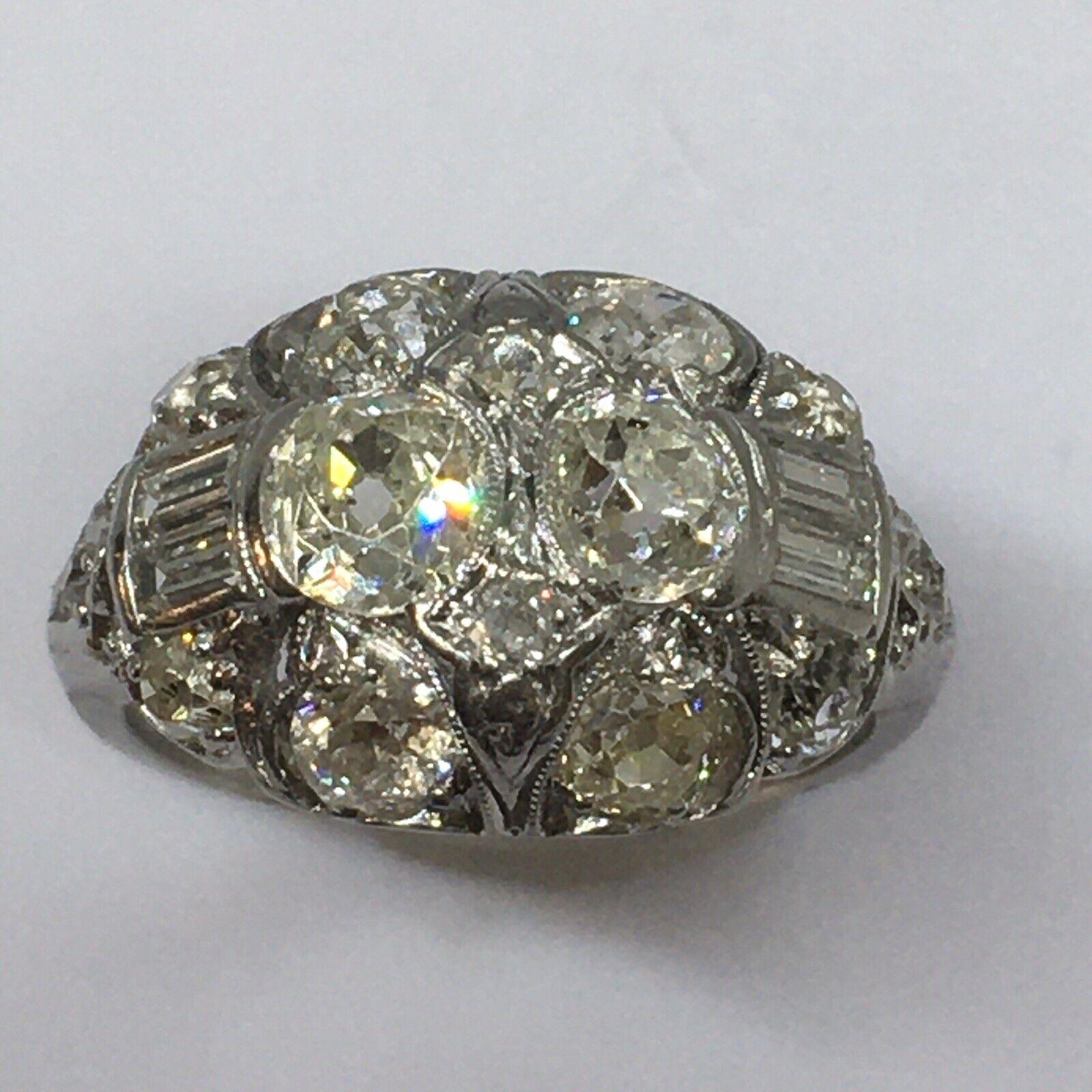 Taille vieille Europe Bague victorienne édouardienne ancienne en platine avec diamants de 1,5 carat de Bombay, taille 4,5 en vente