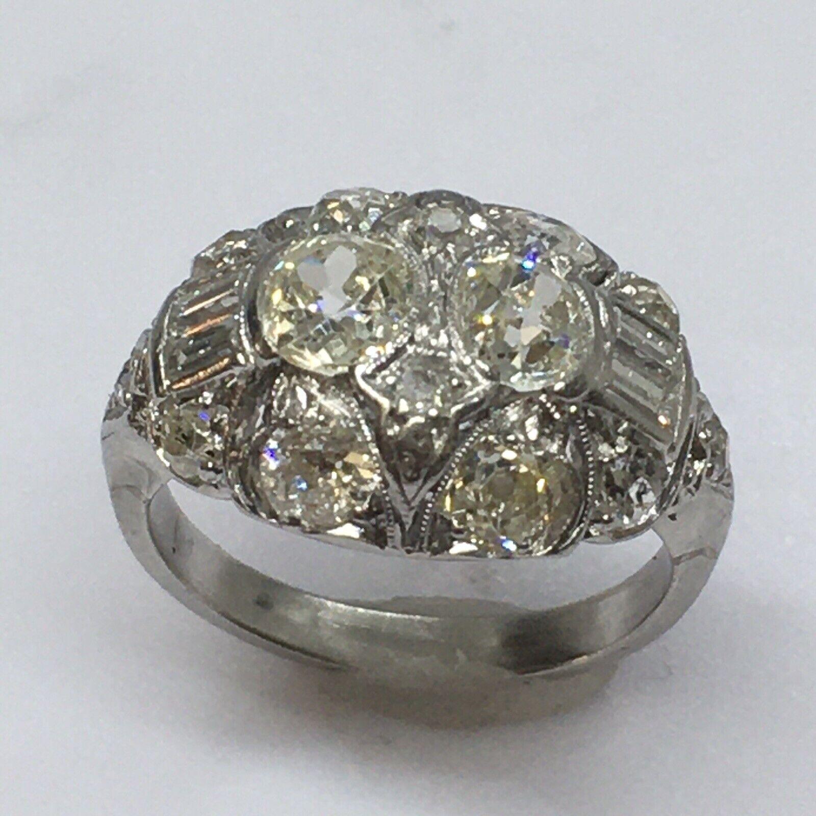 Bague victorienne édouardienne ancienne en platine avec diamants de 1,5 carat de Bombay, taille 4,5 Bon état - En vente à Santa Monica, CA