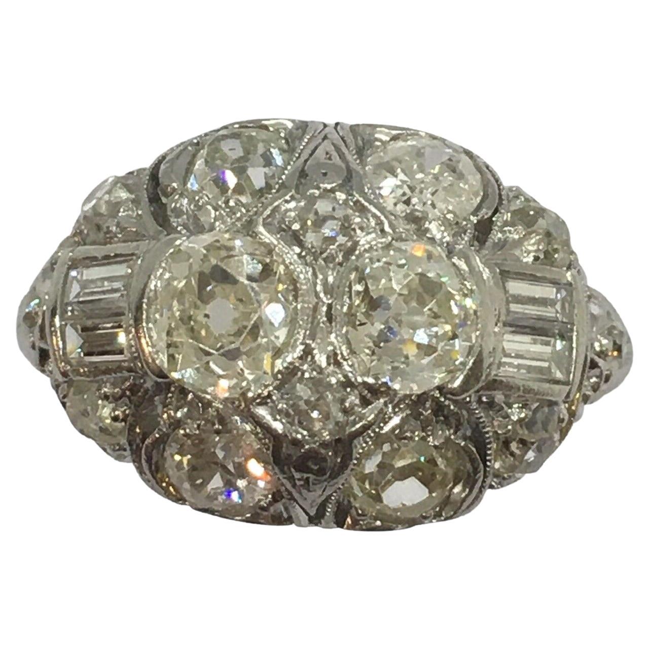 Bague victorienne édouardienne ancienne en platine avec diamants de 1,5 carat de Bombay, taille 4,5 en vente