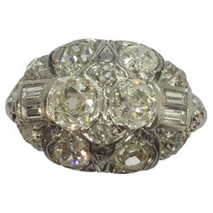 Bague victorienne édouardienne ancienne en platine avec diamants de 1,5 carat de Bombay, taille 4,5