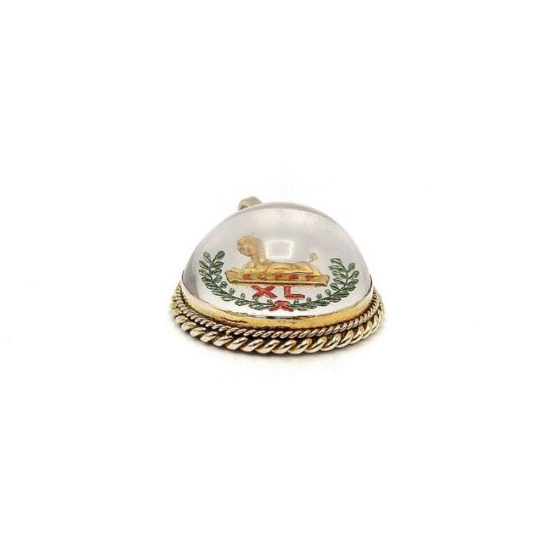 Cristal de Sphinx d'Essex peint à l'envers en or 14 carats de style néo-égyptien victorien Bon état - En vente à Venice, CA