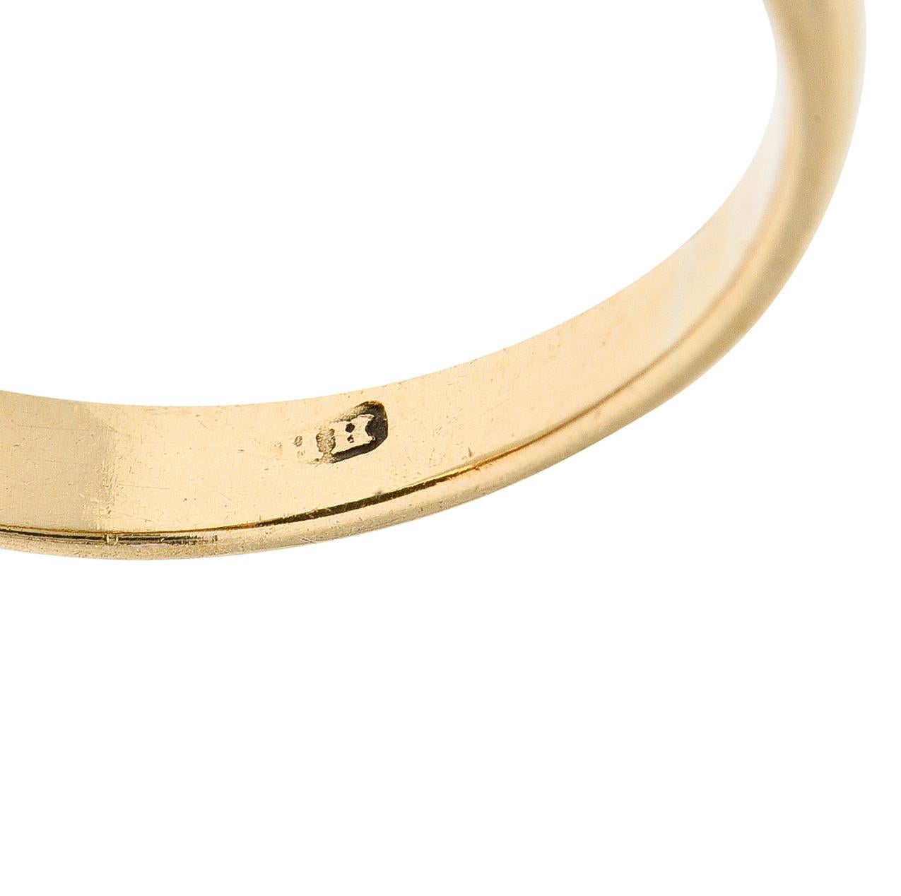 Victorian Egyptian Revival Diamond Enamel Nephrite 14 Karat Gold Scarab Ring For Sale 3