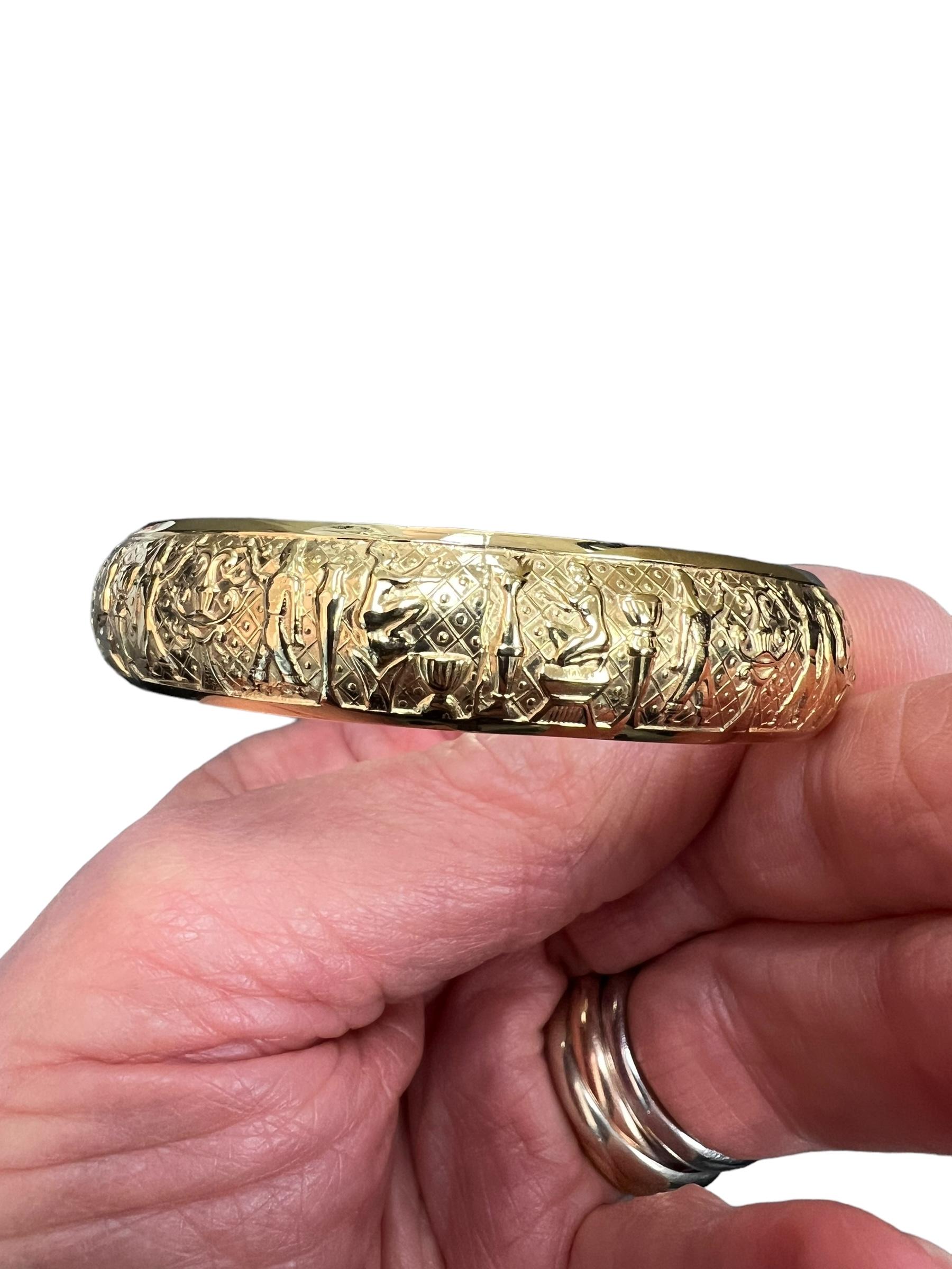 Victorian Egyptian Revival Gold Bangle Bracelet For Sale 1