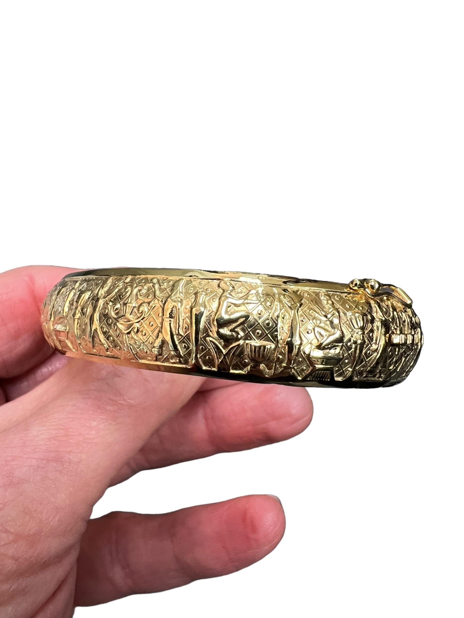 Victorian Egyptian Revival Gold Bangle Bracelet For Sale 2