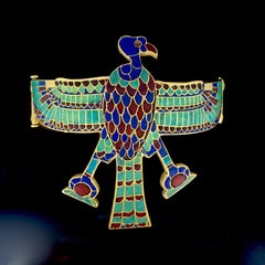 Victorian Egyptian Revival Nekhbet Vultur Enamel, circa 1850 Armlet