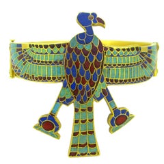 Victorian Egyptian Revival Nekhbet Vultur Enamel, circa 1850 Armlet