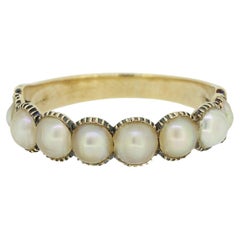 Viktorianischer Acht-Stein-Ring mit natürlichen Perlen