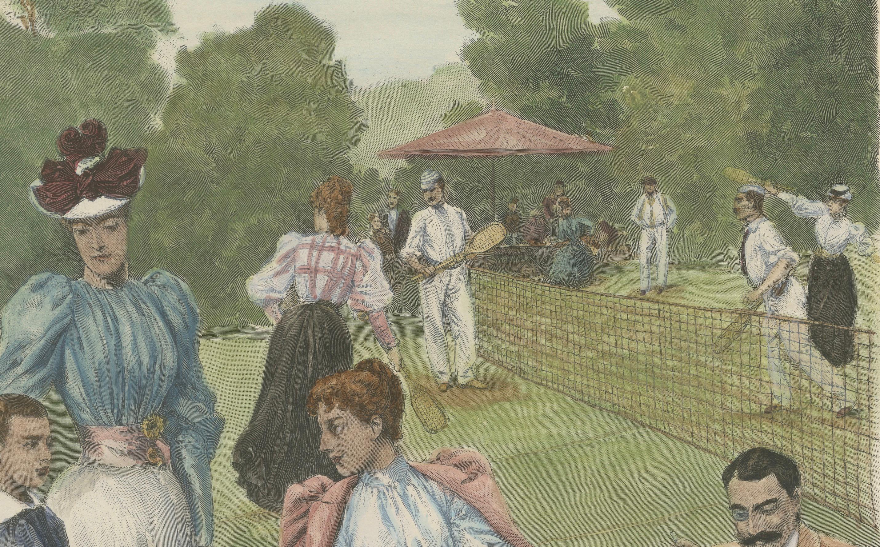 Victorian Elegance and Leisure: A Day on the Lawn Tennis Court, ca.1895 In Good Condition For Sale In Langweer, NL