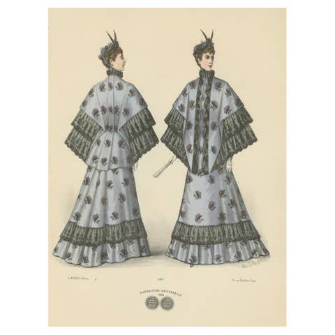 Victorian Elegance in Detail: A Fashion Lithograph by L. Michau, 1889