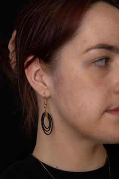 Victorian Elephant Hair and Gold Triple Hoop Earrings