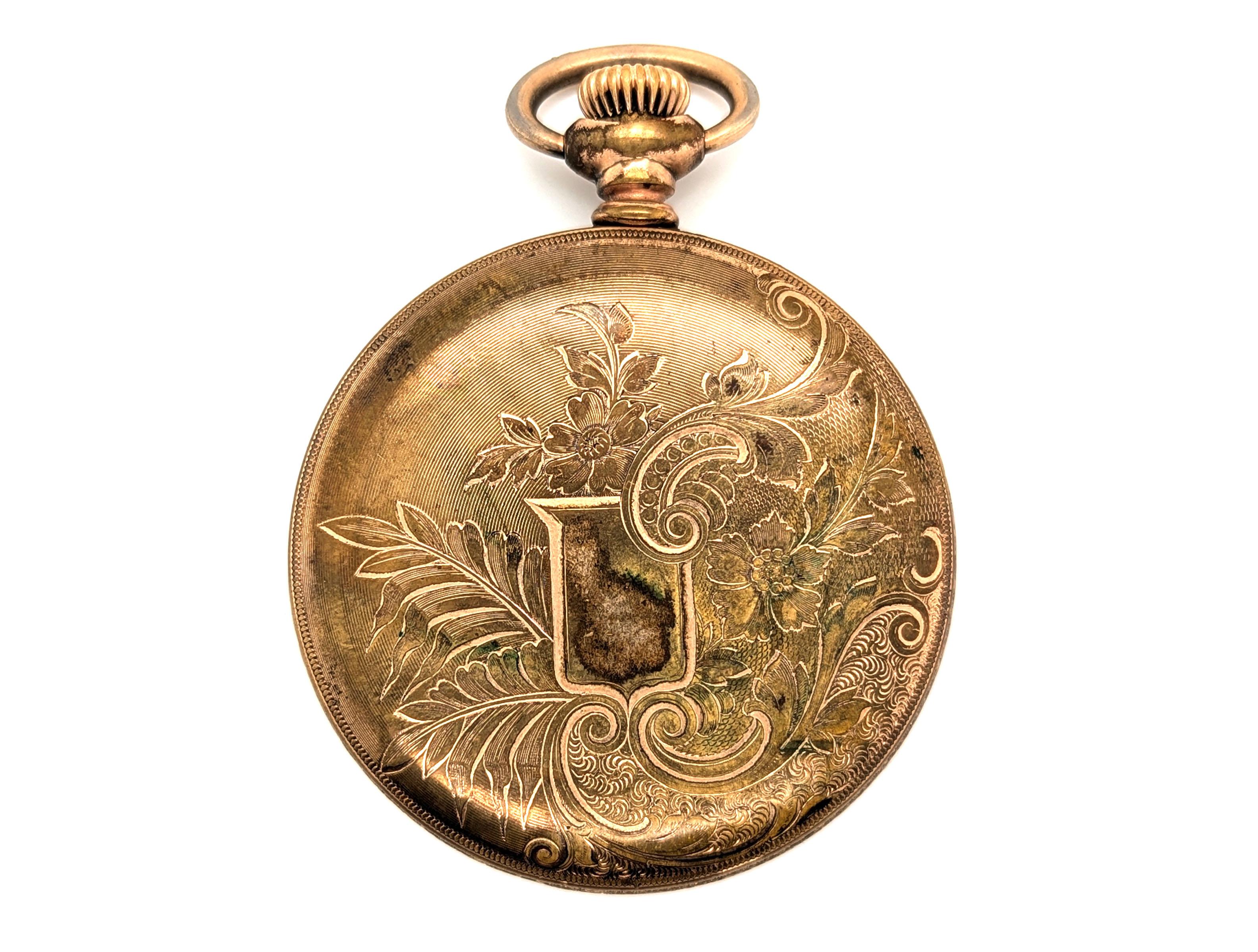 Victorian Elgin Railroad Pocket Watch 1915 Grade 293 Engraved Size 16 For Sale 1