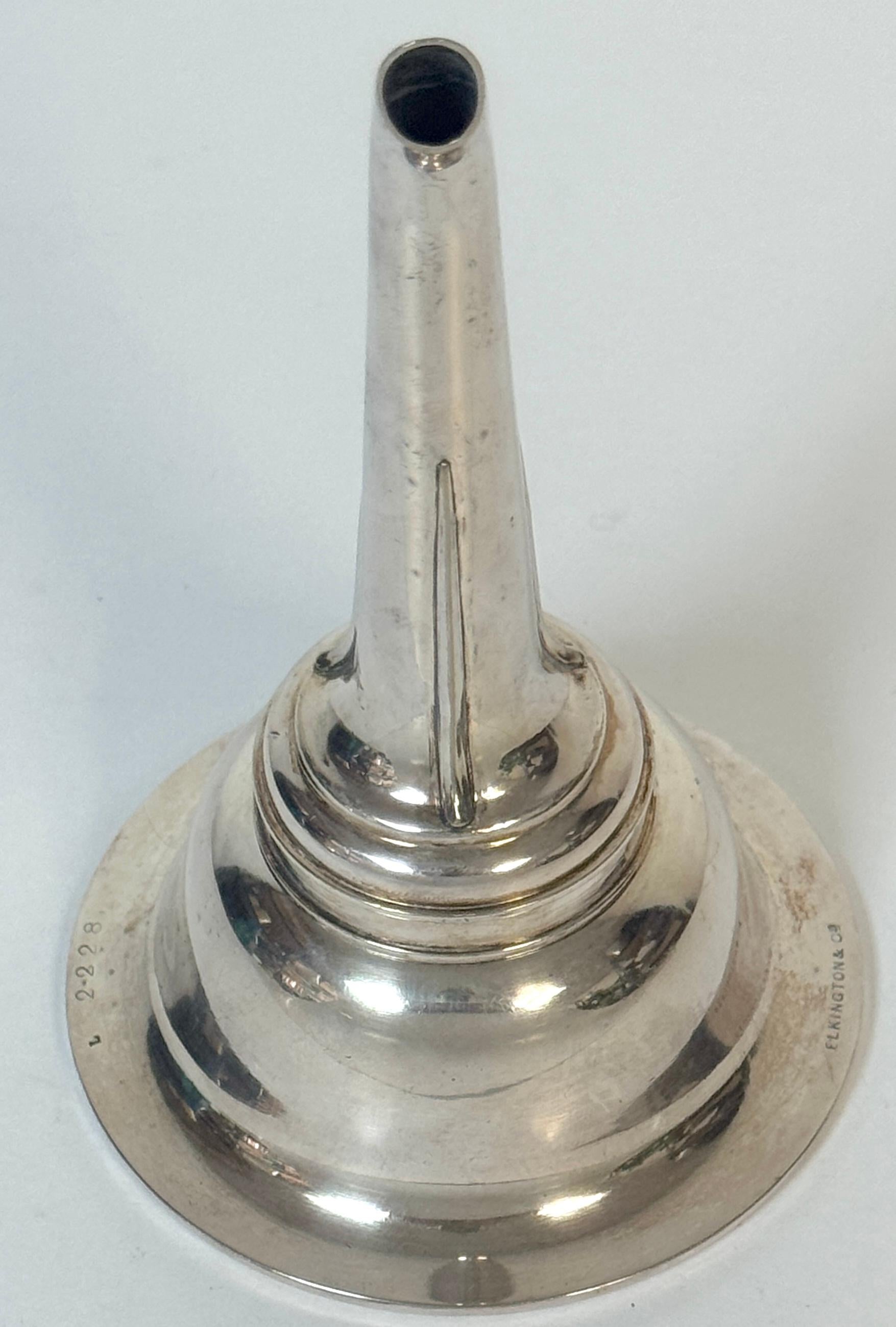 Silver Plate Victorian Elkington & Co. Electroplated Wine Funnel with Gilt Bowl, Dated 1853 For Sale