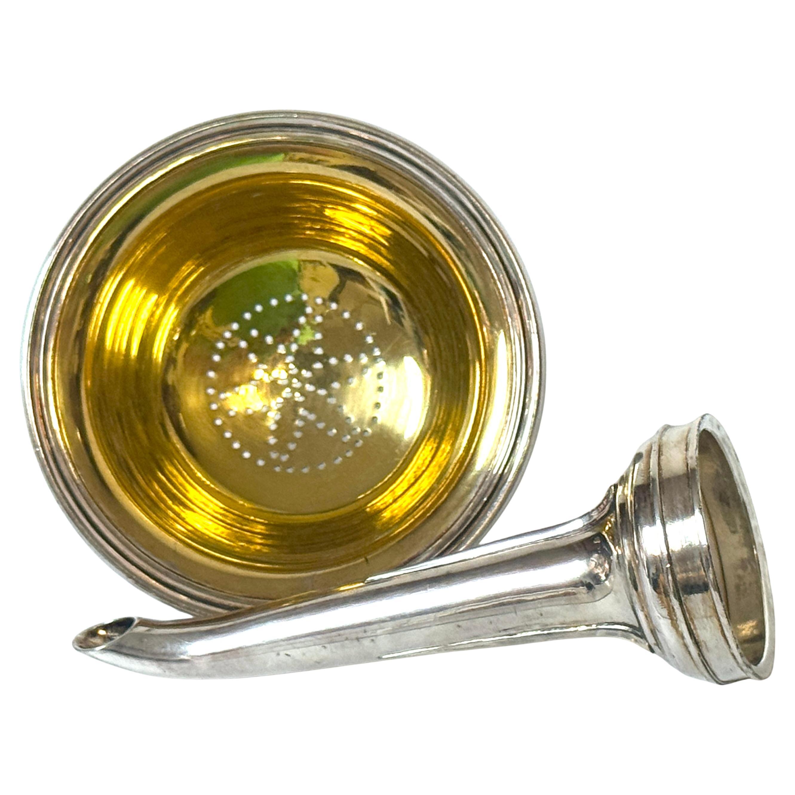 Victorian Elkington & Co. Electroplated Wine Funnel with Gilt Bowl, Dated 1853 For Sale