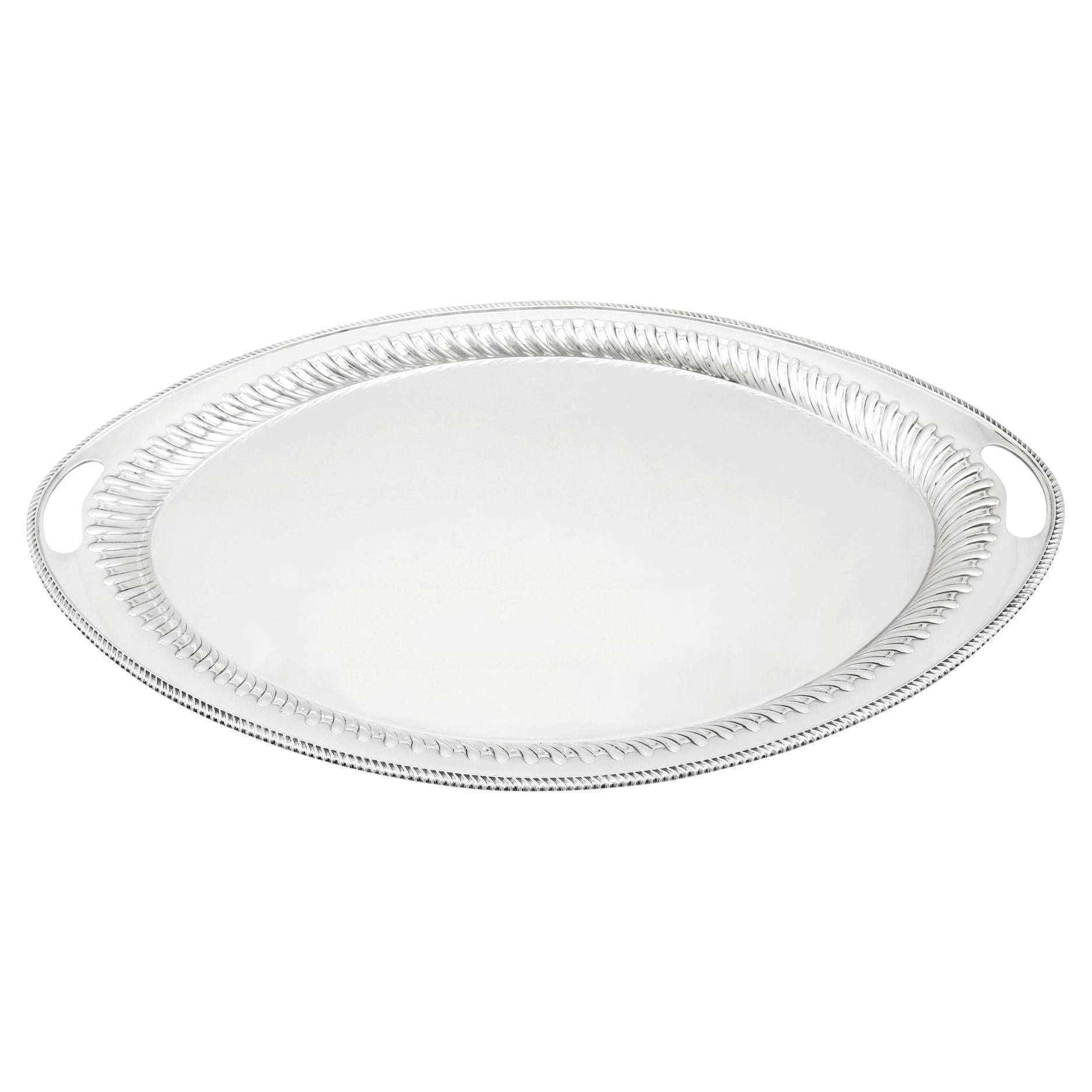 Victoriana Elkington & Co. Bandeja de té de plata de ley