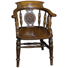 Antique Victorian Elm and Fruitwood Club Chair