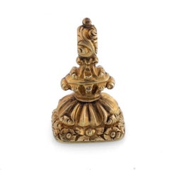 Victorian Embossed 15 Karat Gold, Amethyst Heraldic Intaglio Seal Fob