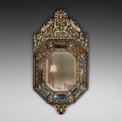 Victorian Embossed Brass Cushion Framed Mirror