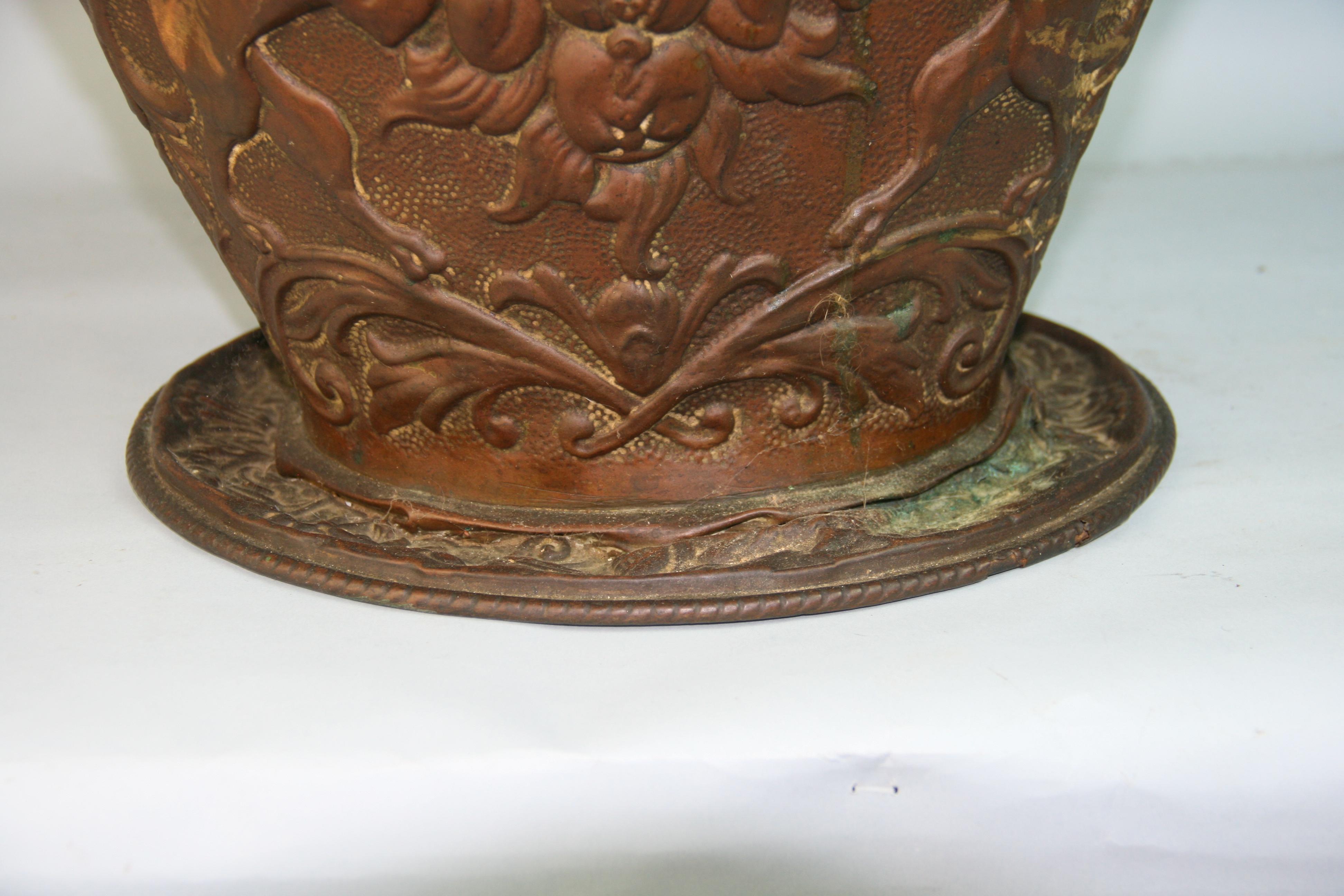 Victorian Embossed Coal/Wood Bucket Brass/Metal Late 19th Century For Sale 6
