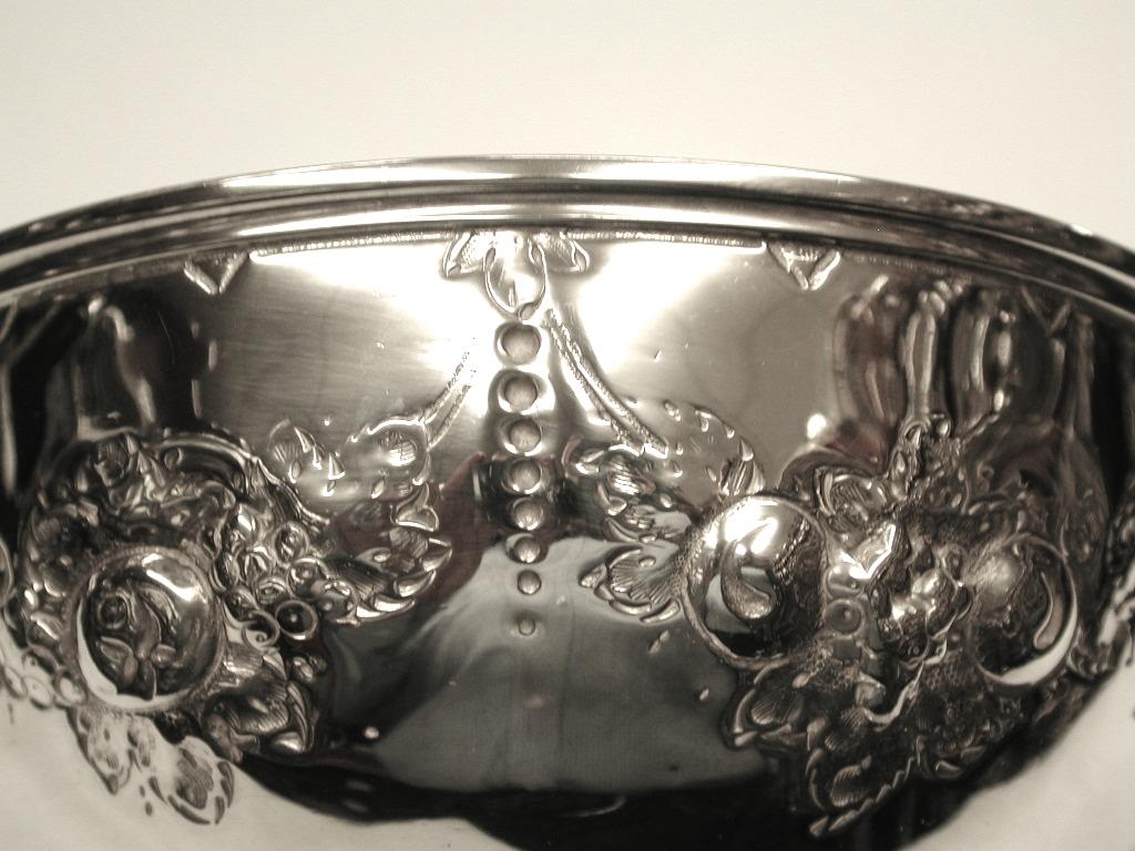 Late 19th Century Victorian Embossed Silver Bowl Dated 1875, Henry Holland, London