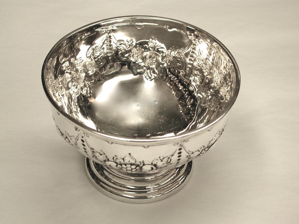 Sterling Silver Victorian Embossed Silver Bowl Dated 1875, Henry Holland, London