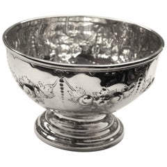 Victorian Embossed Silver Bowl Dated 1875, Henry Holland, London