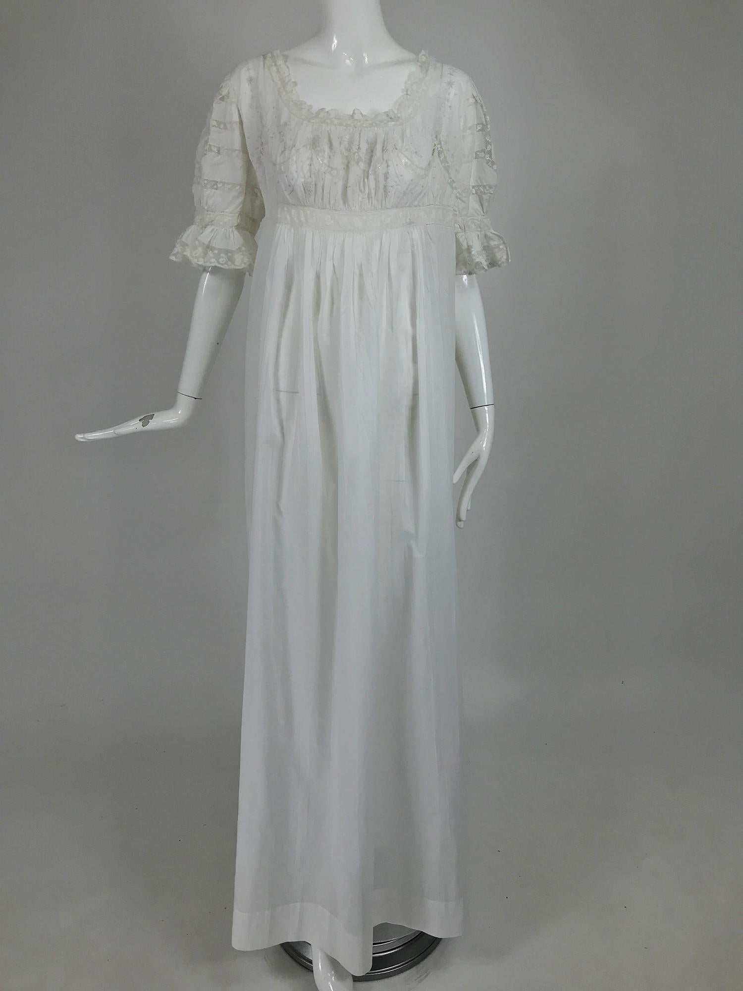 Victorian Embroidered Batiste Lace Gown Hattie 1900s For Sale 3