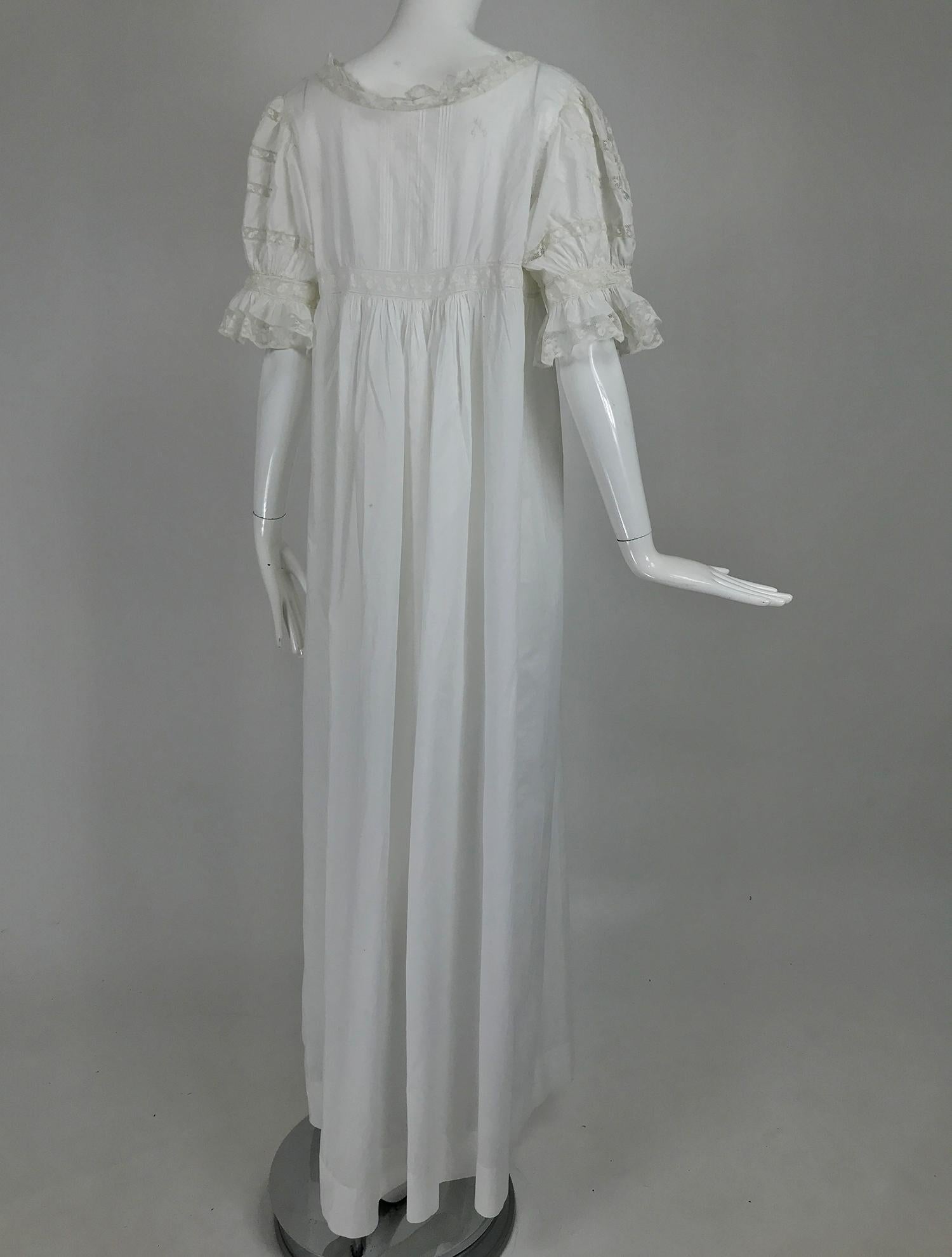 Women's Victorian Embroidered Batiste Lace Gown Hattie 1900s For Sale