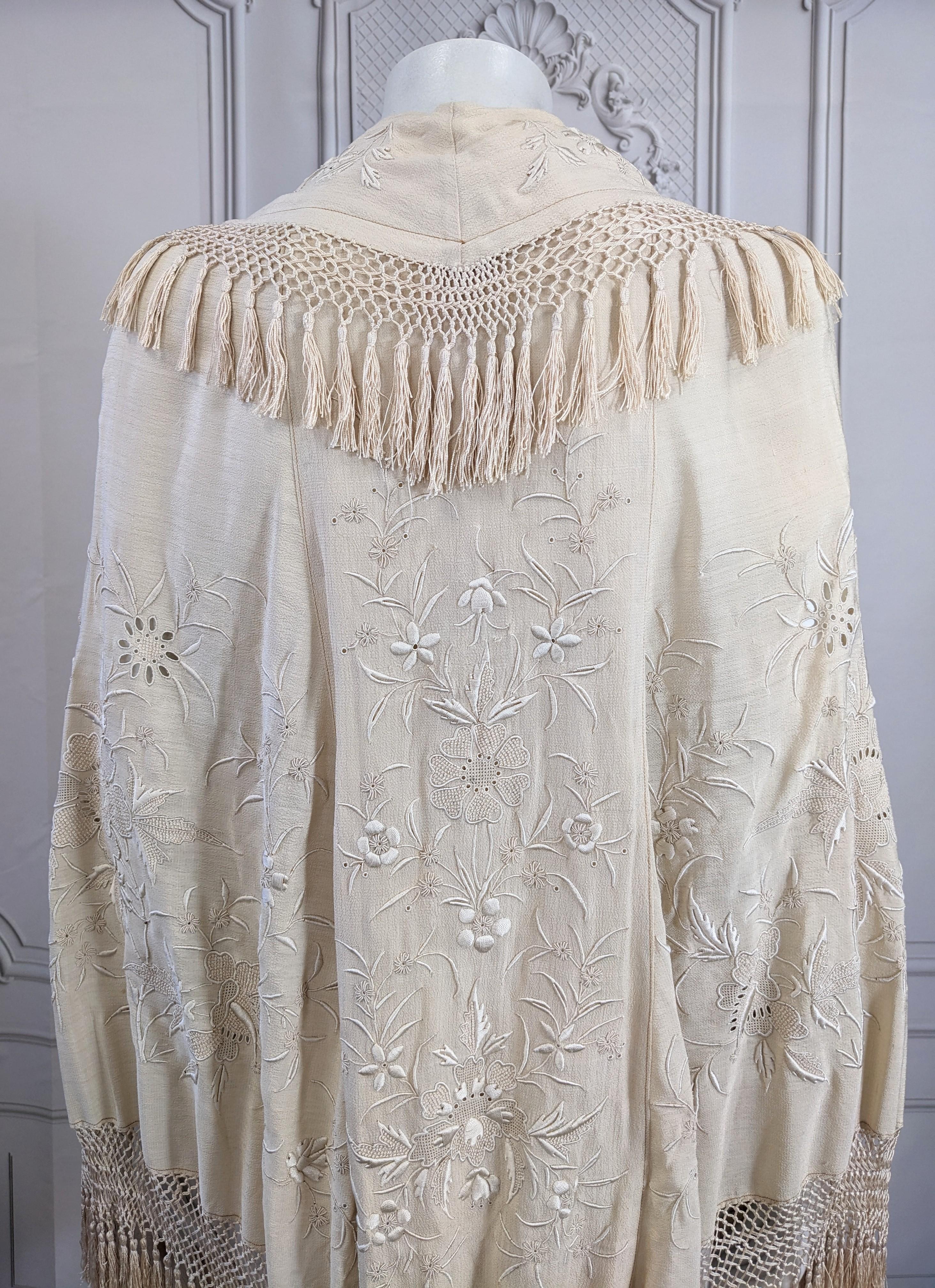 Victorian Embroidered Chinese Mantle Shawl For Sale 2