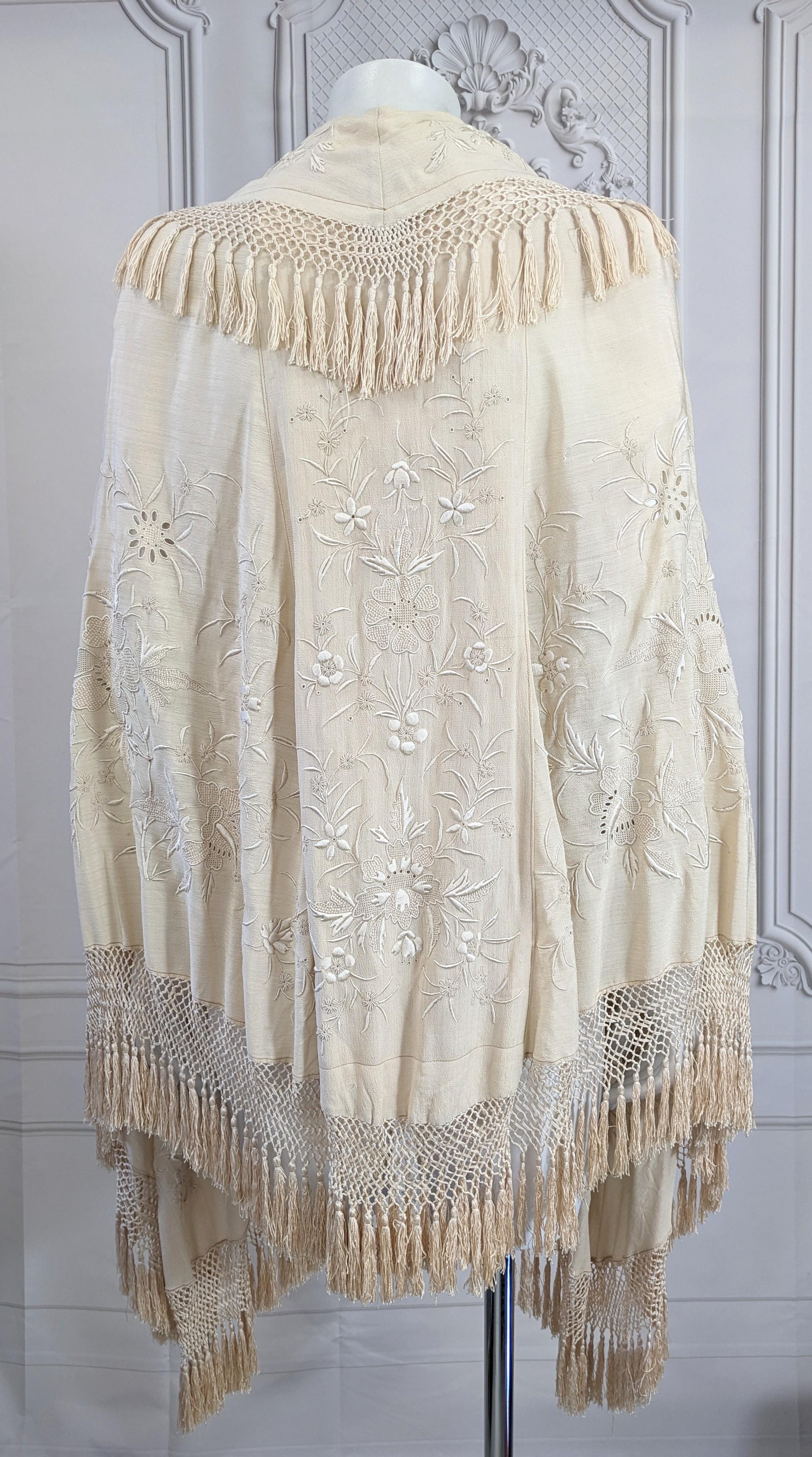 Victorian Embroidered Chinese Mantle Shawl For Sale 3