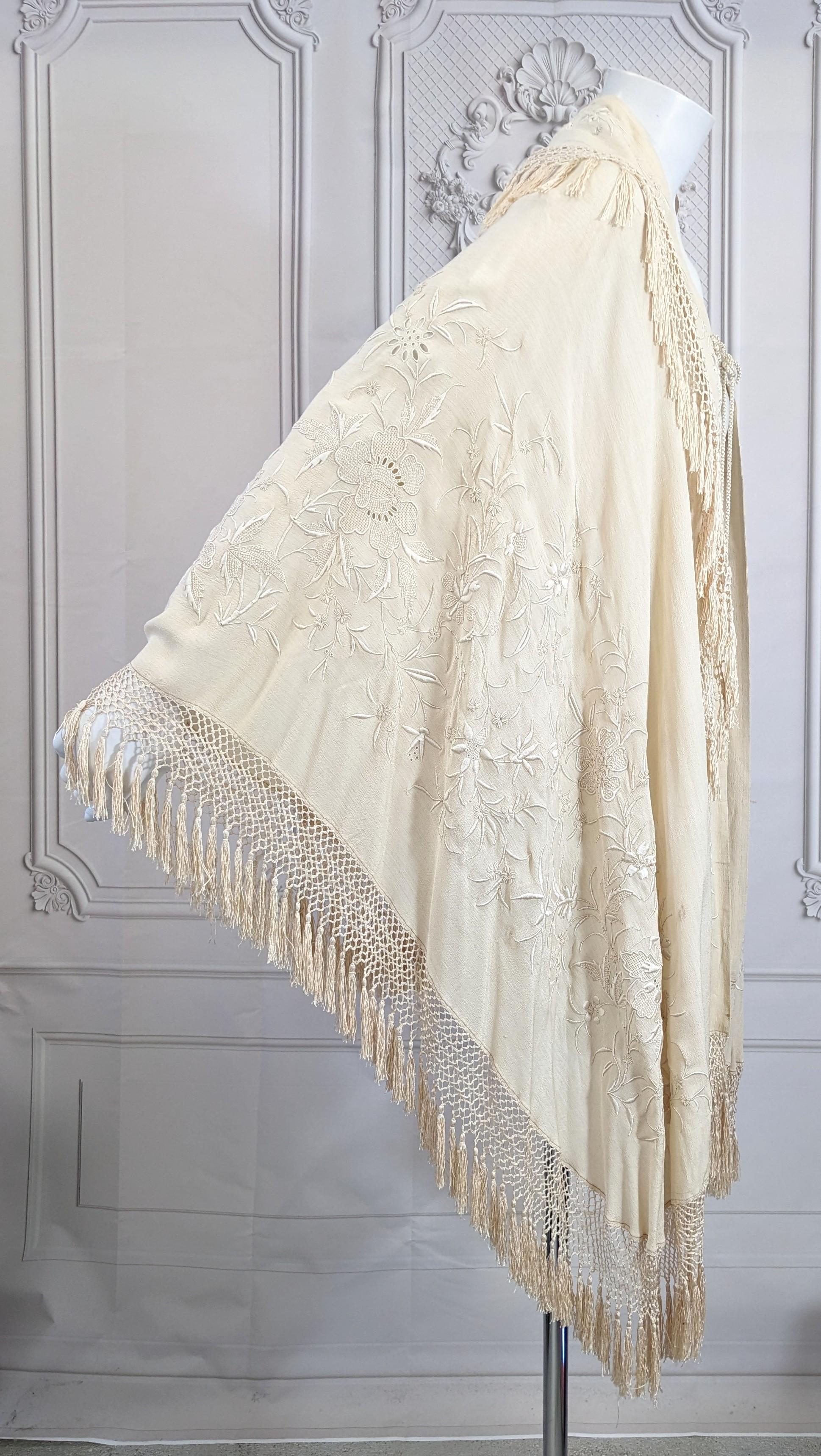 Victorian Embroidered Chinese Mantle Shawl For Sale 4