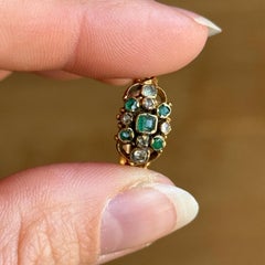 Victorian Emerald and Diamond 9 Carat Gold Cluster Ring