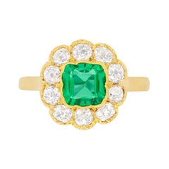 Victorian Emerald and Diamond Cluster Ring, circa 1900s