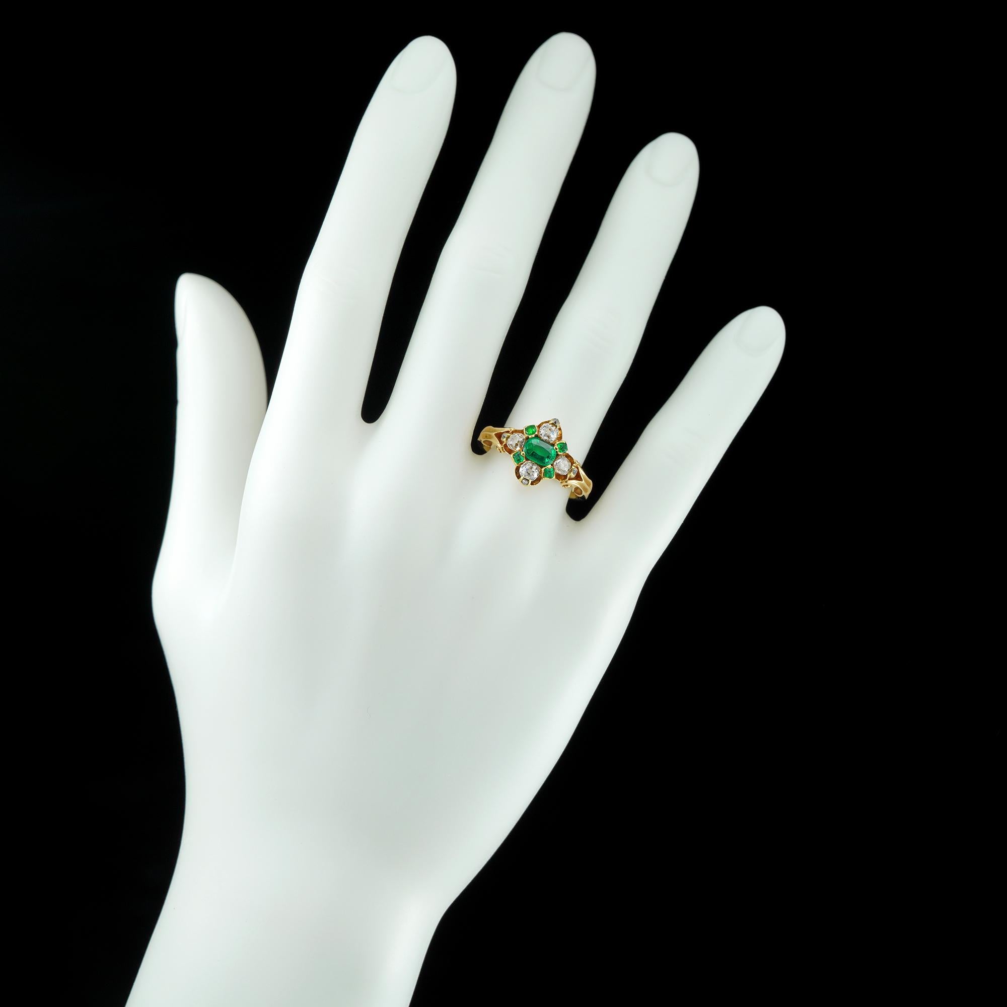 Victorian Emerald and Diamond Cluster Ring 1