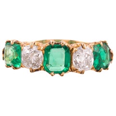 Antique Victorian Emerald and Diamond Five-Stone Ring