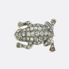 Victorian Emerald and Diamond Frog Brooch