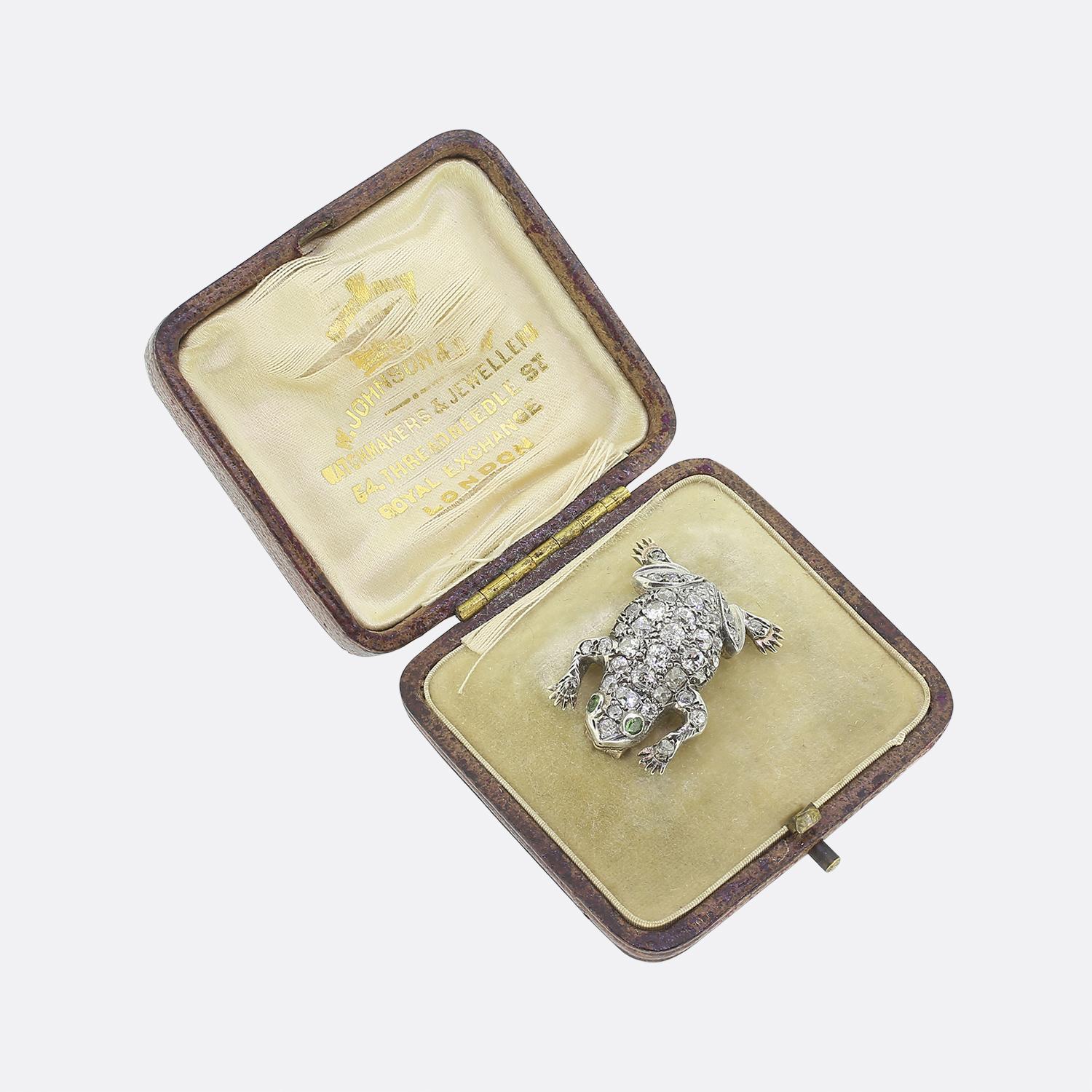 Victorian Emerald and Diamond Frog Brooch For Sale 2