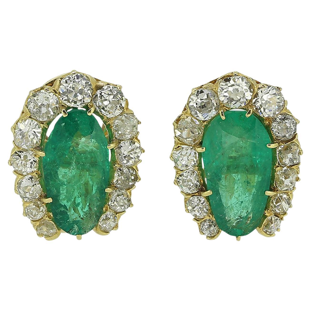 Victorian Emerald and Diamond Horseshoe Earrings For Sale