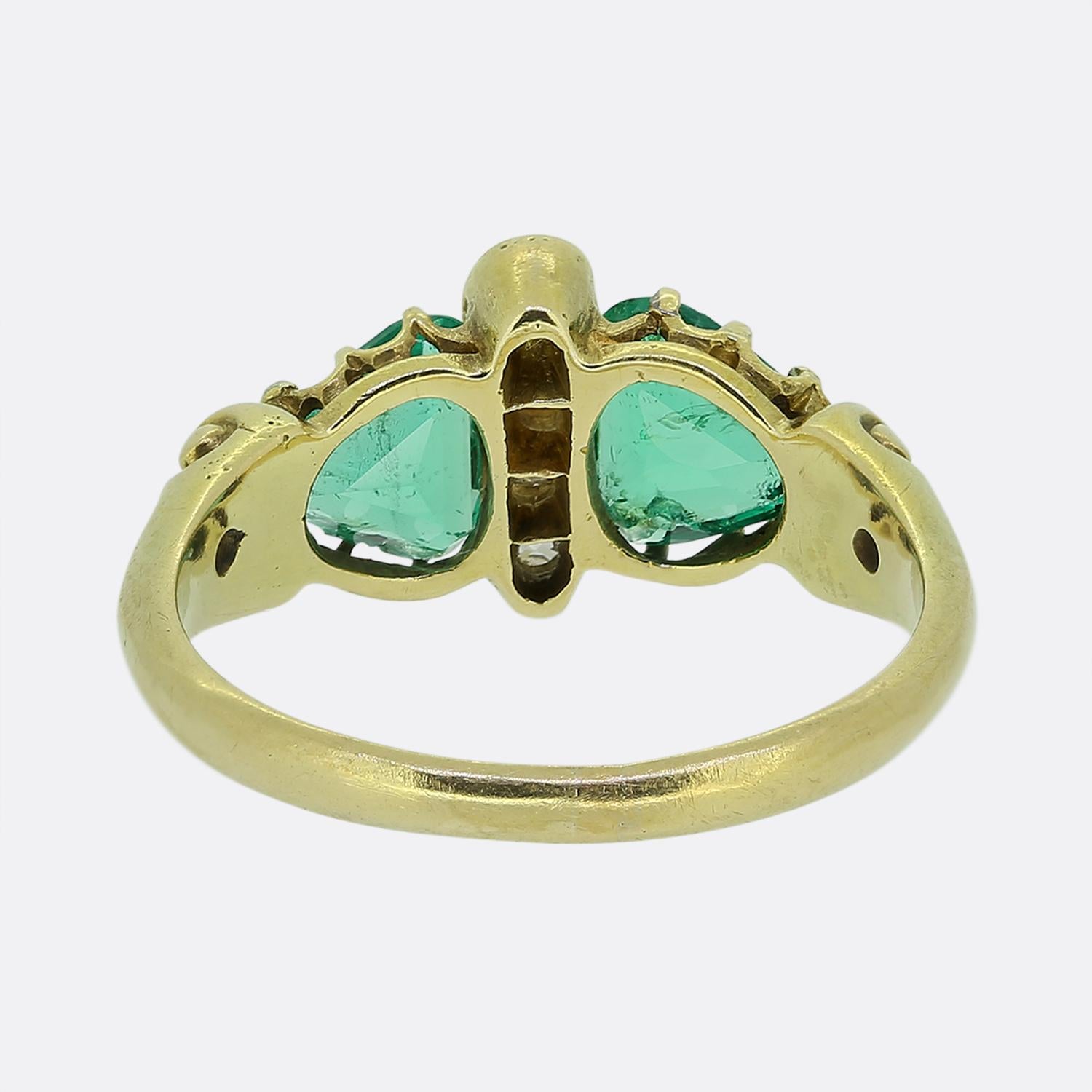 Anello vittoriano con smeraldo e diamante In condizioni buone in vendita a London, GB