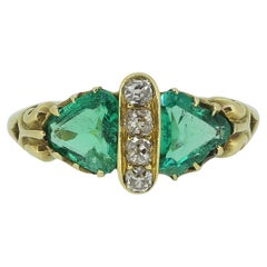 Viktorianischer Ring mit Smaragd und Diamant