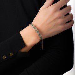 Victorian emerald diamond 14k rose gold and silver bangle