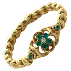 Victorian Emerald, Diamond and Gold Bracelet, circa 1880