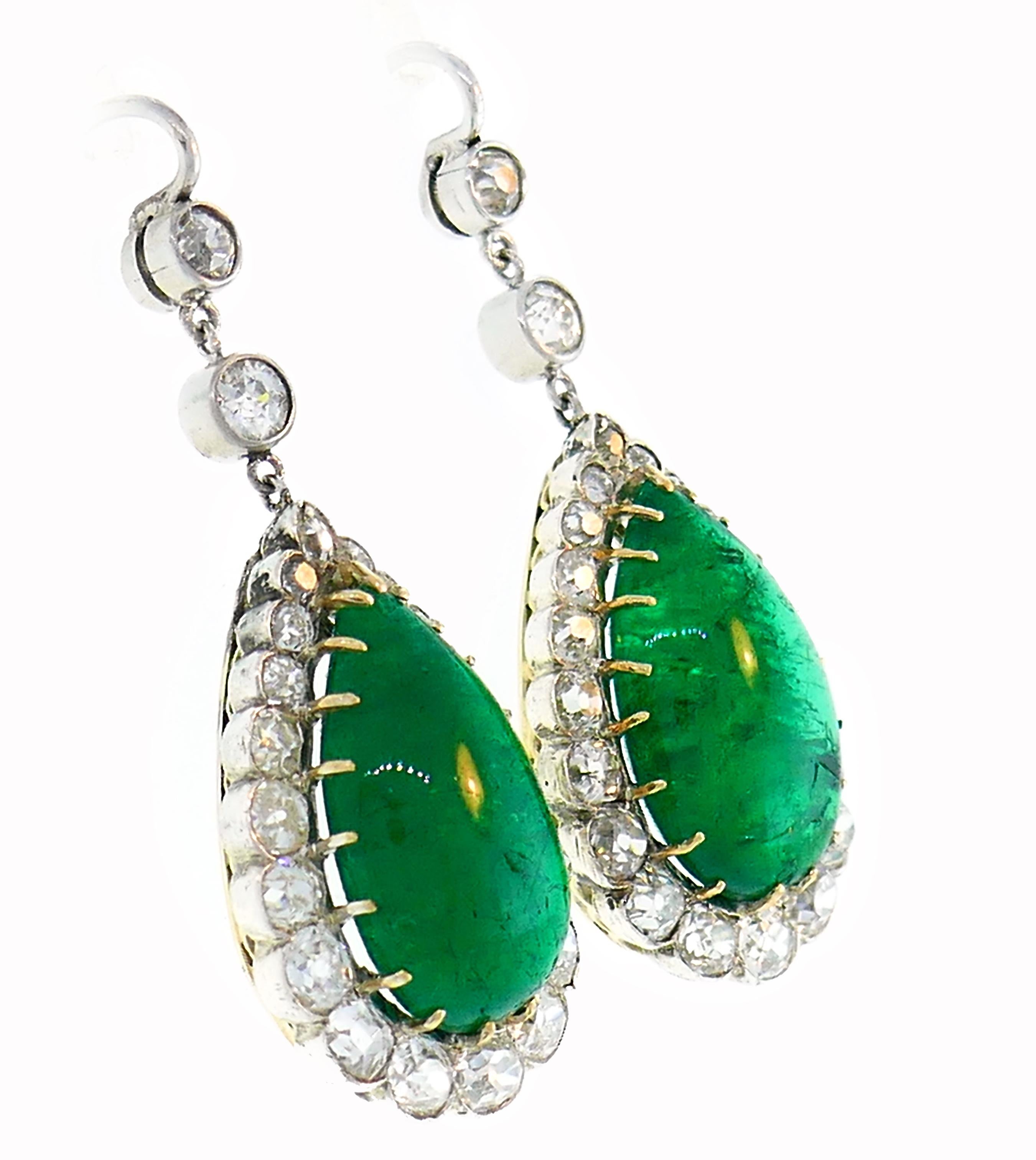 antique emerald and diamond earrings