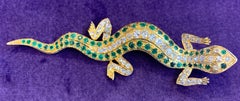 Victorian Emerald and Diamond Salamander Brooch