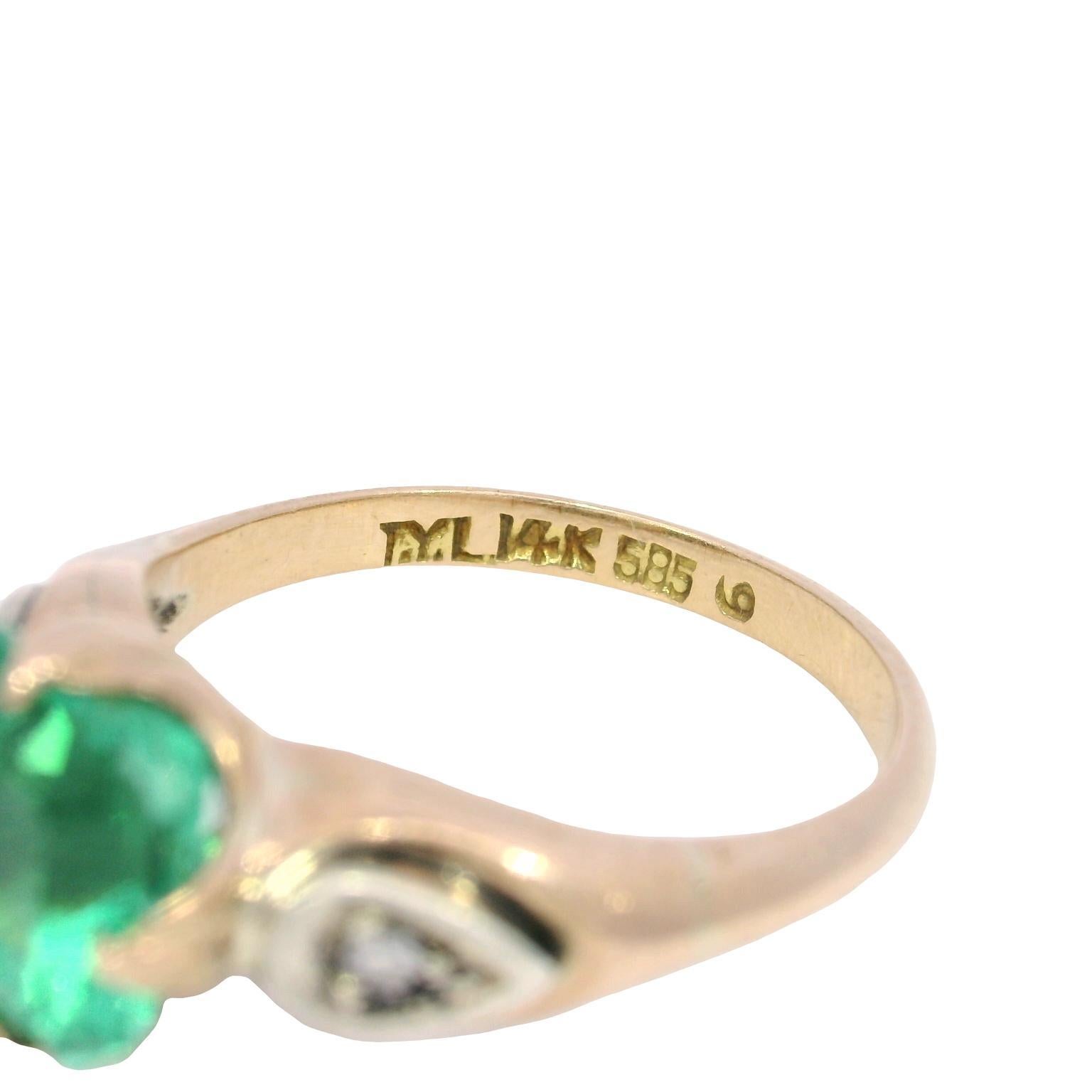 Bague de fiançailles Victorienne Emeraude 2.22ct Columbian F1 GIA Bague 14K en vente 5
