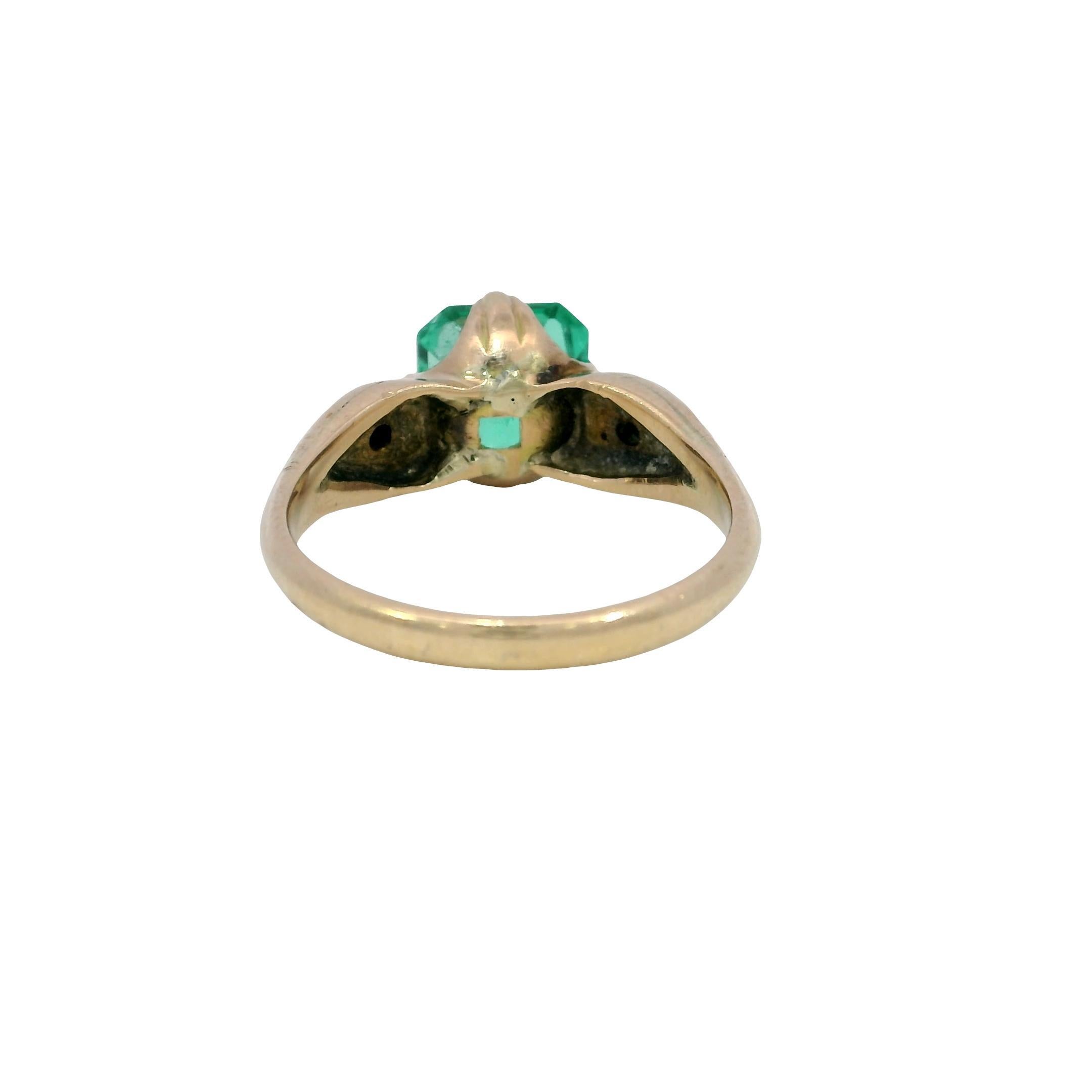 Bague de fiançailles Victorienne Emeraude 2.22ct Columbian F1 GIA Bague 14K en vente 1