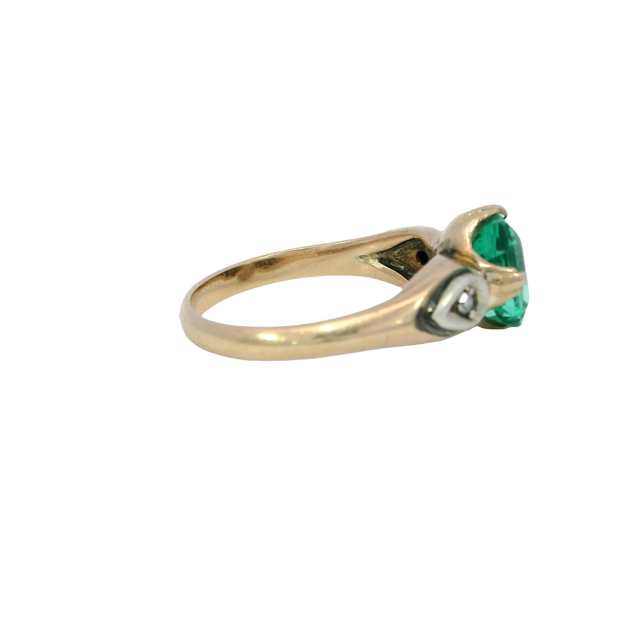 Bague de fiançailles Victorienne Emeraude 2.22ct Columbian F1 GIA Bague 14K en vente 2