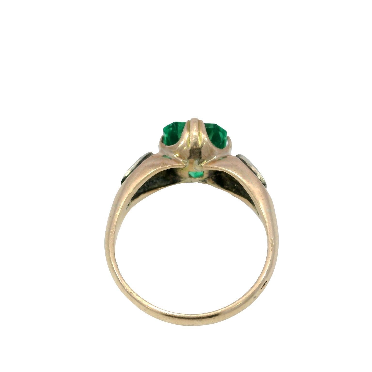 Bague de fiançailles Victorienne Emeraude 2.22ct Columbian F1 GIA Bague 14K en vente 4