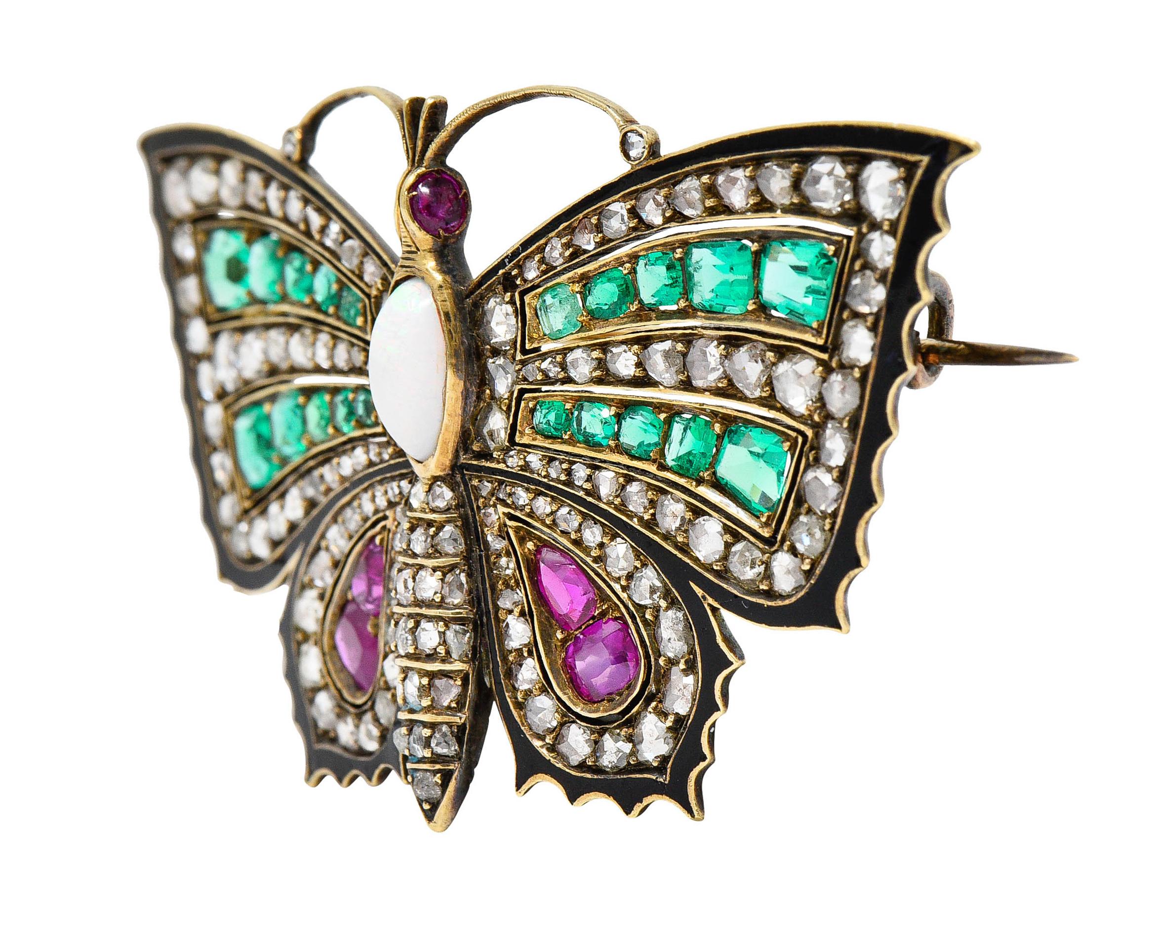 opal butterfly brooch